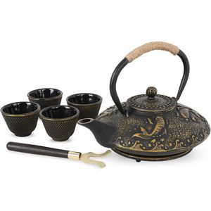 Koi Fish Cast Iron <b>Teapot</b> <b>Set</b> 26 oz Stainless Steel Infuser Japanese Style Stove Top Tea Kettle & 4 Cups Gift <b>Set</b> - Product Image 1