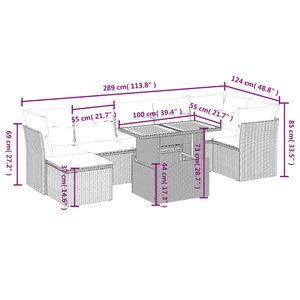 Juego de sofás de patio de ratán sintético negro de 8 piezas con cojines, elegantes muebles de exterior - Product Image 3
