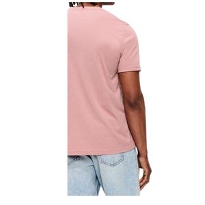 เสื้อยืดผู้ชายสีชมพูล้วน แขนสั้น คอกลม สไตล์ลำลอง เรียบง่าย นุ่ม ระบายอากาศได้ดี น้ำหนักเบา ใส่ได้ทุกวัน ผลิตโดย OEM - Product Image 2