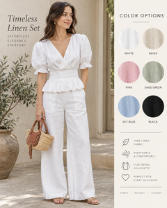 Women's <b>White</b> Spandex Short Two <b>Piece</b> <b>Set</b> V Neck Sleeveless Blouse Wide Leg Pants Eco-Friendly Bohemian Spring Summer Casual - Product Image 4