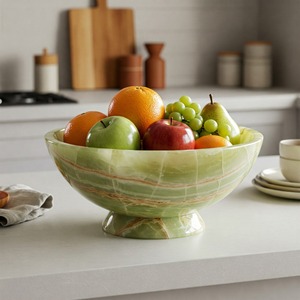 Bol de luxe en onyx vert poli, fait main, de qualité supérieure, résistant à la chaleur, compatible lave-vaisselle, avec un design élégamment sculpté, en vente - Product Image 1
