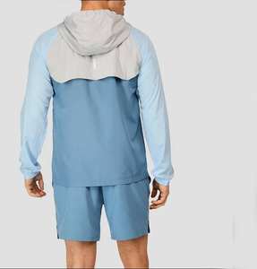 Nuevo Diseño Personalizado de Fabricante, Chaqueta Cortavientos Ligera para Hombre, 100% Poliéster Tejido, Color Gris Humo Claro/Azul Acero - Product Image 6