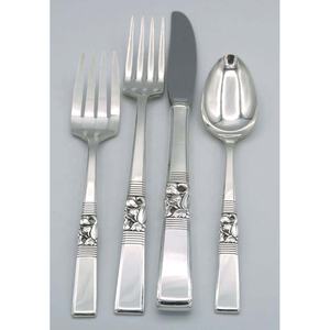 Stainless steel silver Plated with Embossed <b>flower</b> handle design modern look cutlery Set for restaurant wedding home hotel - Product Image 1