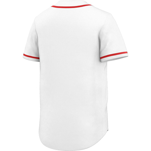 Camiseta de Béisbol con Cuello en Contraste, Cuello en V Acanalado, Botones al Frente, Estilo Vintage, Top Deportivo - Product Image 3