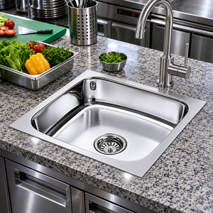 Évier de cuisine carré en acier inoxydable à cuve unique à encastrer avec garantie de 5 ans, design moderne pour usage intérieur - Product Image 2