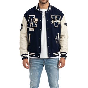 Light Grey Tonal Varsity <b>Jacket</b> A Patch Embroidery Textured Sleeve Letterman Coat Minimalist <b>Baseball</b> Bomber Fashion Apparel - Product Image 3