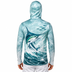 เสื้อฮู้ดตกปลาสำหรับกิจกรรมกลางแจ้ง ป้องกันรังสียูวี เสื้อตกปลาแห้งเร็ว แขนยาว ชุดกีฬาตกปลาแบบสั่งทำ - Product Image 3