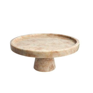 Travertine Natural Stone Handcraft Travertine Decoration Serving Tray Round Living Room Storage Tray <b>Marble</b> Cupcake <b>Stand</b> - Product Image 6
