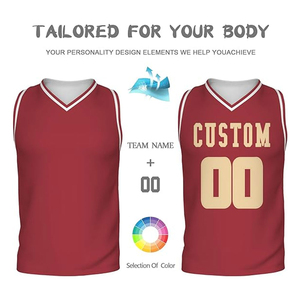 เสื้อบาสเก็ตบอลแบบปรับแต่งได้ คอวี แขนกุด สีแดงเลือดหมู พิมพ์ลายสีทอง ระบายอากาศได้ดี เสื้อกีฬาแบบยูนิเซ็กส์สำหรับผู้ใหญ่ ดีไซน์แบบซับลิเมชั่น - Product Image 5