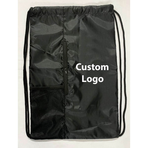 Customize high quality New design <b>drawstring</b> gym <b>backpack</b> with bottle pocket and front zipper pocket - Product Image 2