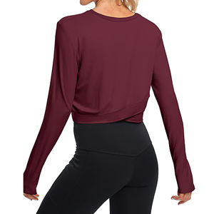 Haut de yoga de haute qualité pour femmes, manches longues, produit professionnel, fitness, avec coussinets de poitrine, coupe ajustée, vêtements de sport, haut de yoga pour femmes - Product Image 3