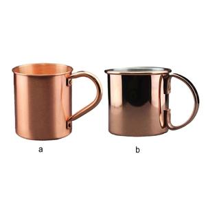 Mug en cuivre finition satinée minimaliste, corps droit, vaisselle haut de gamme pour eau, café, thé, usage domestique, hôtelier et en café. - Product Image 3