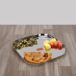 Ensemble de 2 plateaux de service élégants en acier inoxydable avec rebord surélevé et design carré moderne pour la maison, la salle à manger, l'hôtel, le restaurant - Product Image 4