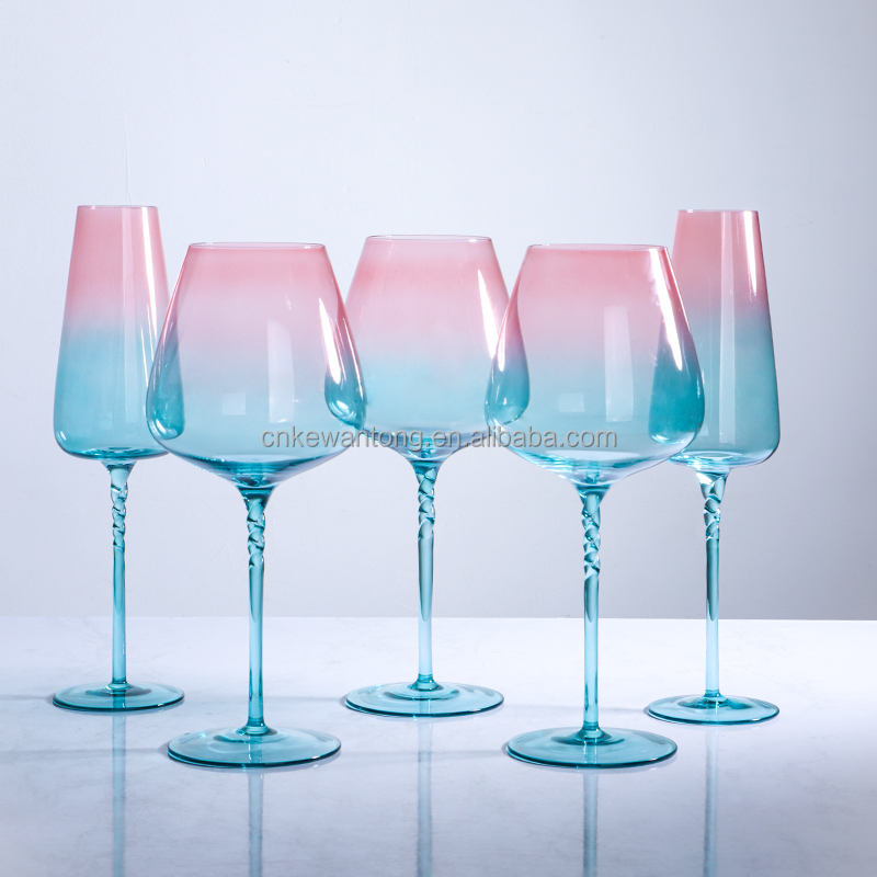 Elegant Gradiend Blue Pink Colored Wine