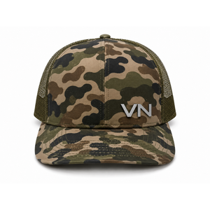 Custom 6-Panel Mid-Profile Structured Mesh Trucker Camouflage <b>Cap</b> with TPU Logo Slightly Curved Brim Snapback Closure - Product Image 1
