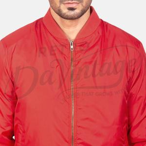 Chaqueta Bomber Roja Personalizada para Hombre, Ligera, de Nailon Satinado, Cortavientos, Corte Ajustado, Estilo Béisbol, Casual, Streetwear - Product Image 2