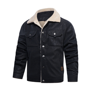 Veste en cuir noir pour homme avec doublure en sherpa, manches longues, coupe-vent, respirante, grande taille, Tamda International TI-MLJ-02 - Product Image 1