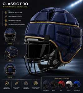 Casco Integral Zarsah Exports PCEPS Resistente a Impactos, Transpirable, Color Azul Marino Sólido, Unisex para Niños, Fútbol Americano, Verano - Product Image 2