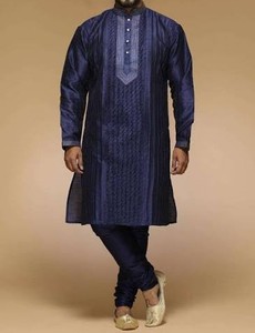 <b>Mens</b> Traditional A-Line Embroidered Kurta <b>Pajama</b> Set | Premium Ethnic Sherwani Style Kurta Floral Spring/Autumn/Winter/Summer - Product Image 2
