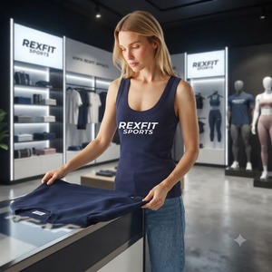 REXFITSPORTS 2026 Top Deportivo Personalizado con Logo para Mujer, Cuello Redondo, Sin Mangas, Ajustado, Estilo Casual, Básico, Venta al Por Mayor - Product Image 6