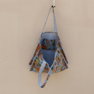 Wholesale Quilted 100% Cotton Floral Tote <b>Bag</b> <b>Medium</b> Vintage Zipper Closure Long Shoulder Handle Reusable Shopping Travel <b>Bag</b> - Product Image 5