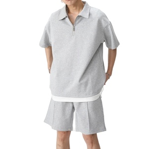 Ensemble de costume décontracté pour homme en coton respirant, taille plus, deux pièces, avec short et manches courtes, personnalisable - Product Image 1