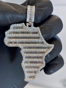 Hot Selling Iced Out Africa <b>Map</b> Pendant Moissanite 925 Sterling Silver Hip Hop Flag Charm Necklace Luxury Statement Jewelry - Product Image 1