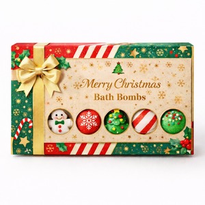 Bombas de baño herbales con temática navideña premium, aceites esenciales orgánicos, set de regalo aromaterapéutico, fragancia personalizada, bola de baño. - Product Image 2