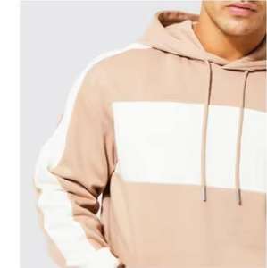 Sudadera con capucha OEM personalizada en color marrón claro y blanco para hombre, de alta calidad, precio bajo, tamaño y logotipo personalizados, nueva sudadera con capucha para hombre. - Product Image 2