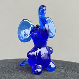 งานฝีมือแก้วมูราโน่เป่าด้วยมือรูปช้างสีฟ้า ของตกแต่งทำมือ - Product Image 2