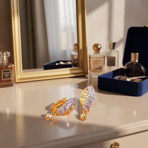 Pendientes de Clip de Lujo en Oro de 18K Estilo Bali para Mujer, con Incrustaciones de Diamantes de Corte Brillante, Modernos, Étnicos y a la Moda, Regalo Perfecto - Product Image 2