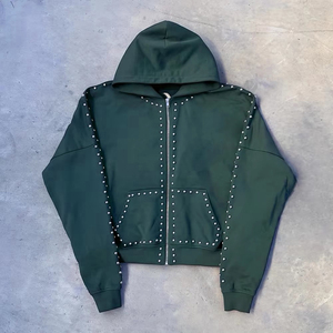 Sweat à capuche d'hiver de haute qualité avec strass, logo personnalisé, streetwear scintillant, cristaux écologiques pour hommes et femmes - Product Image 5