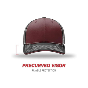 Casquette trucker 6 panneaux marron et gris avec dos en maille, ajustée, style décontracté unisexe, pour le printemps et l'été - Product Image 3