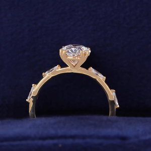 OM GEMS <b>14K</b> Yellow <b>Gold</b> E-F Color VVS-VS Clarity IGI Certified 2CT Oval Cut Halo CVD Lab Diamond Engagement <b>Ring</b> For Her - Product Image 5
