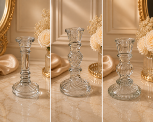 Porte-bougie en verre cristal, design moderne, écologique, coupé à la main, soufflé à la bouche, motif unique, décoration de table - Product Image 2