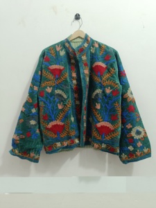 Chaquetas florales con bordado indio, interior de terciopelo, algodón, estilo bohemio, abrigo de invierno, ropa de calle - Product Image 4