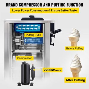 2200W macchina Per gelato in argento commerciale 5.3/7,4 galloni all'ora Soft Serve Display a LED Auto Clean 3 gusti Per ristoranti Snack - Product Image 4