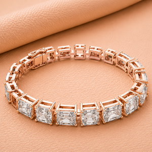 Bracelet tennis en diamants taille princesse royal, plaqué argent, bijoux de luxe avec certification IGI et clarté VVS pour femme - Product Image 1