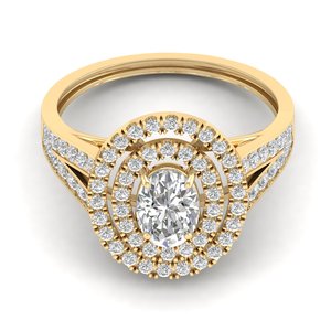 Bague de fiançailles REYES de haute qualité en or jaune 14K 22K avec diamant de laboratoire ovale de 1,3 carat, certifié IGI, pour mariage et joaillerie fine - Product Image 1