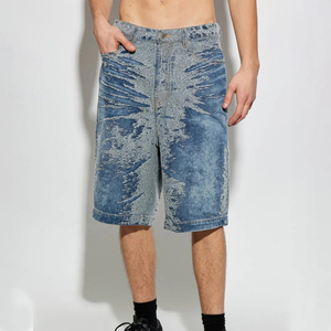 Pantalones Cortos de Mezclilla para Hombre, Estilo Slim, Desgastados, de Alta Calidad, Ligeros y Antiarrugas, para Verano, Estilo Urbano, con Cinturón - Product Image 3