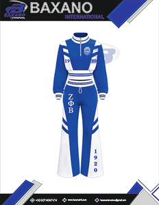 Zeta Phi Beta Sorority Women's Blue <b>White</b> Tracksuit Full Sleeve Half-Zip Drawstring Jogger Set Sporty Casual Wear Jogging <b>Suit</b> - Product Image 4