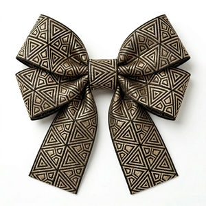 Cinta Jacquard Negra y Dorada de 50 mm de Neelkamal Industries con Patrón Metálico de Triángulos para Adornos de Ropa, Disfraces y Decoración - Product Image 1