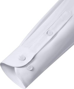 Chemise habillée blanche à manches longues pour homme, couleur unie, boutonnée, en popeline tissée, coupe classique, infroissable, 100 % coton, printemps - Product Image 4