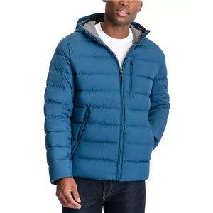 Chaqueta acolchada informal para hombre, corte ajustado, con capucha, manga larga, color sólido, poliéster, cierre completo, a prueba de viento, para invierno. - Product Image 3