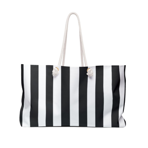 Bolsa de Viaje de Fin de Semana con Rayas Verticales Blancas y Negras, Bolso Náutico para la Playa - Product Image 2