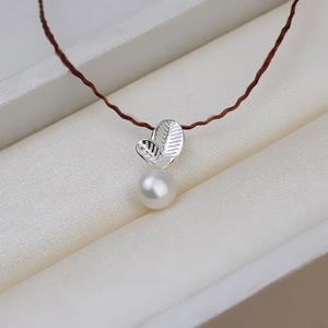 S925 Silver Bean Sprout Leaf Earring Pendant Female DIY <b>Pearl</b> 6-7 Accessories Empty Tray Accessories 1293 Fashion Jewelry <b>Sets</b> - Product Image 3