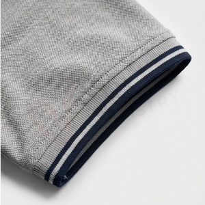 Polo à manches courtes gris pour homme, 100% coton jersey, décontracté, respirant, coupe classique, design tricoté uni - Product Image 6