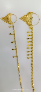 Anillo Nasal de Oro Sólido de 22K con Cadena Sahari, Joyería Tradicional India para Bodas, Aro Nasal de Oro Amarillo Auténtico - Product Image 3