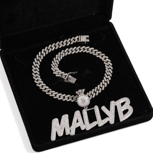 จี้มอสซาไนต์ Mallyb เงินแท้ 925 ชุบโรเดียม สร้อยคอตัวอักษรธีมฮิปฮอป เครื่องประดับผู้ชาย - Product Image 1