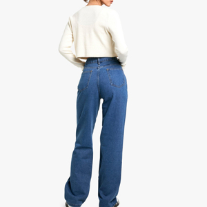 Jeans de mezclilla de cintura media de pierna recta holgados y transpirables de alta calidad para mujer, estilo casual y a la moda - Product Image 2